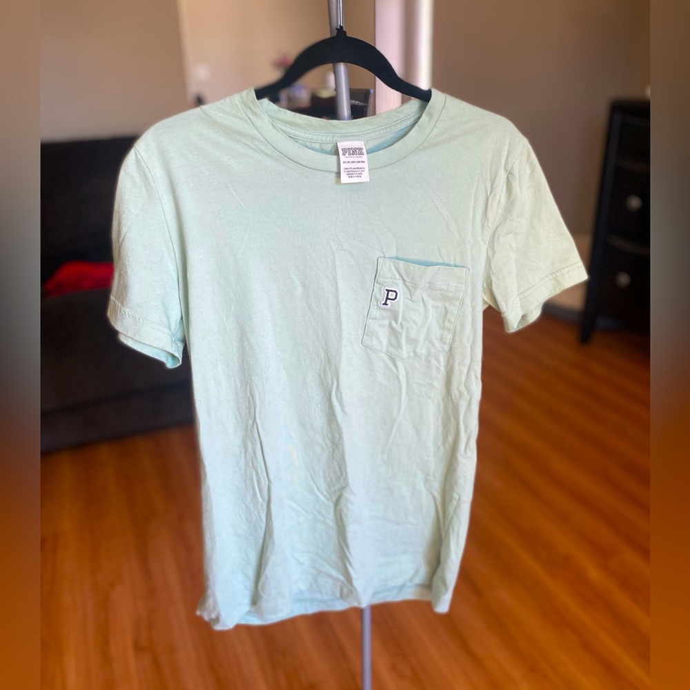 VS PINK mint green pocket t shirt